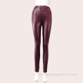 Pantalons en cuir sexy et skinny solides pour femmes